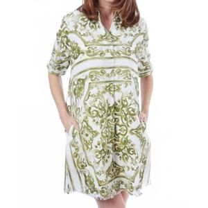 NEW DIZZY-LIZZIE chatham dress in green/ white tile print